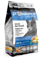 ProBalance "Sterilized" для кастрированных котов и стерилизованных кошек, курица, 400 г