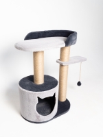 Игровой комплекс-когтеточка Клампи "Монако" для кошек, с домиком, серый
