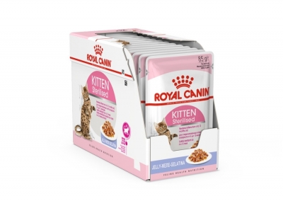 Royal Canin "Kitten Sterilised" для стерилизованных котят с момента операции до 12 месяцев, мелкие кусочки в желе